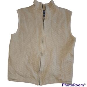 Women's Woolrich Vest Jacket 100% Wool XL Tan Camel Full Zip Outerwear Office